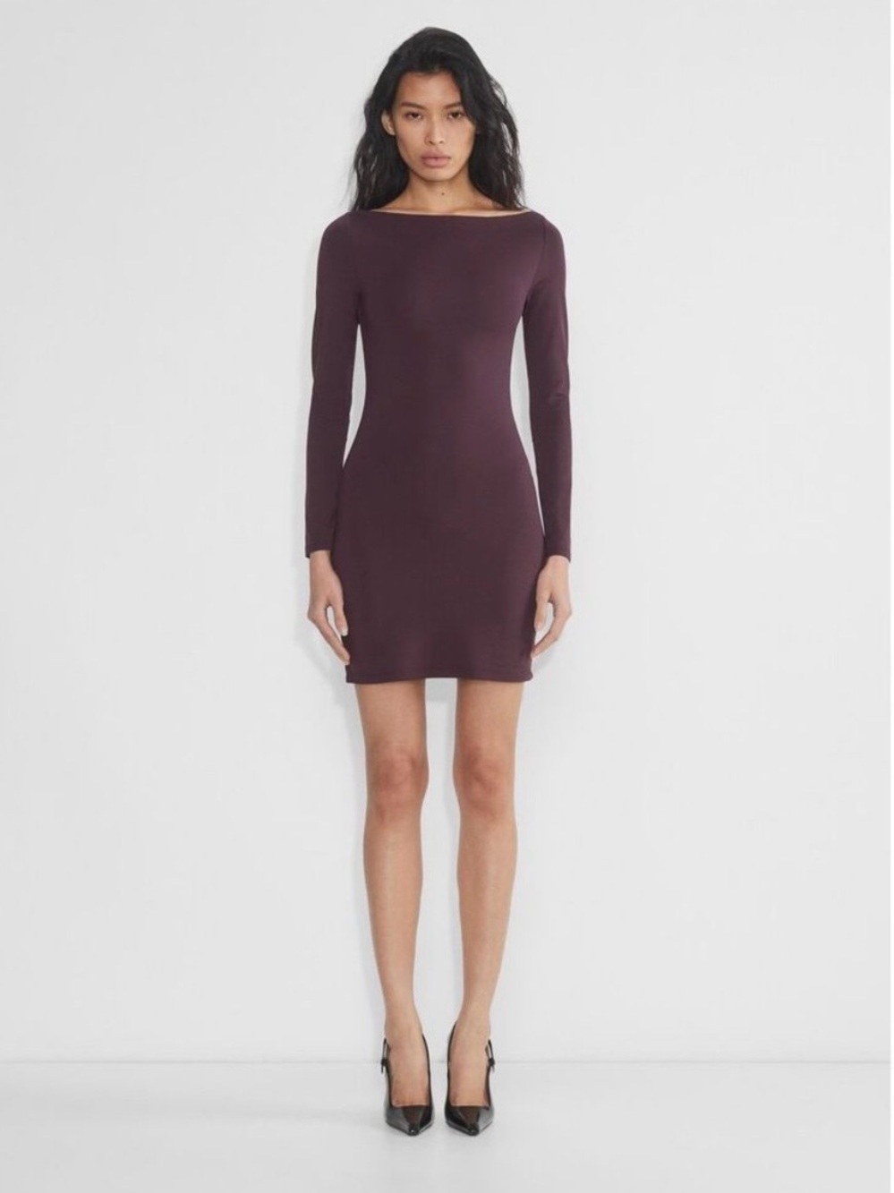 NWT Aritzia Long-Sleeve Midi Dress in Plum 2XS